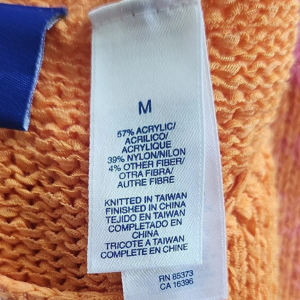 JH Collectibles Vintage Knit Sweater Top Size M | Pink Orange Floral Abstract - Picture 8 of 9